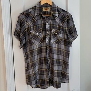 Youngbloods Authentic Western Plaid Button Down Short Sleeve Shirt